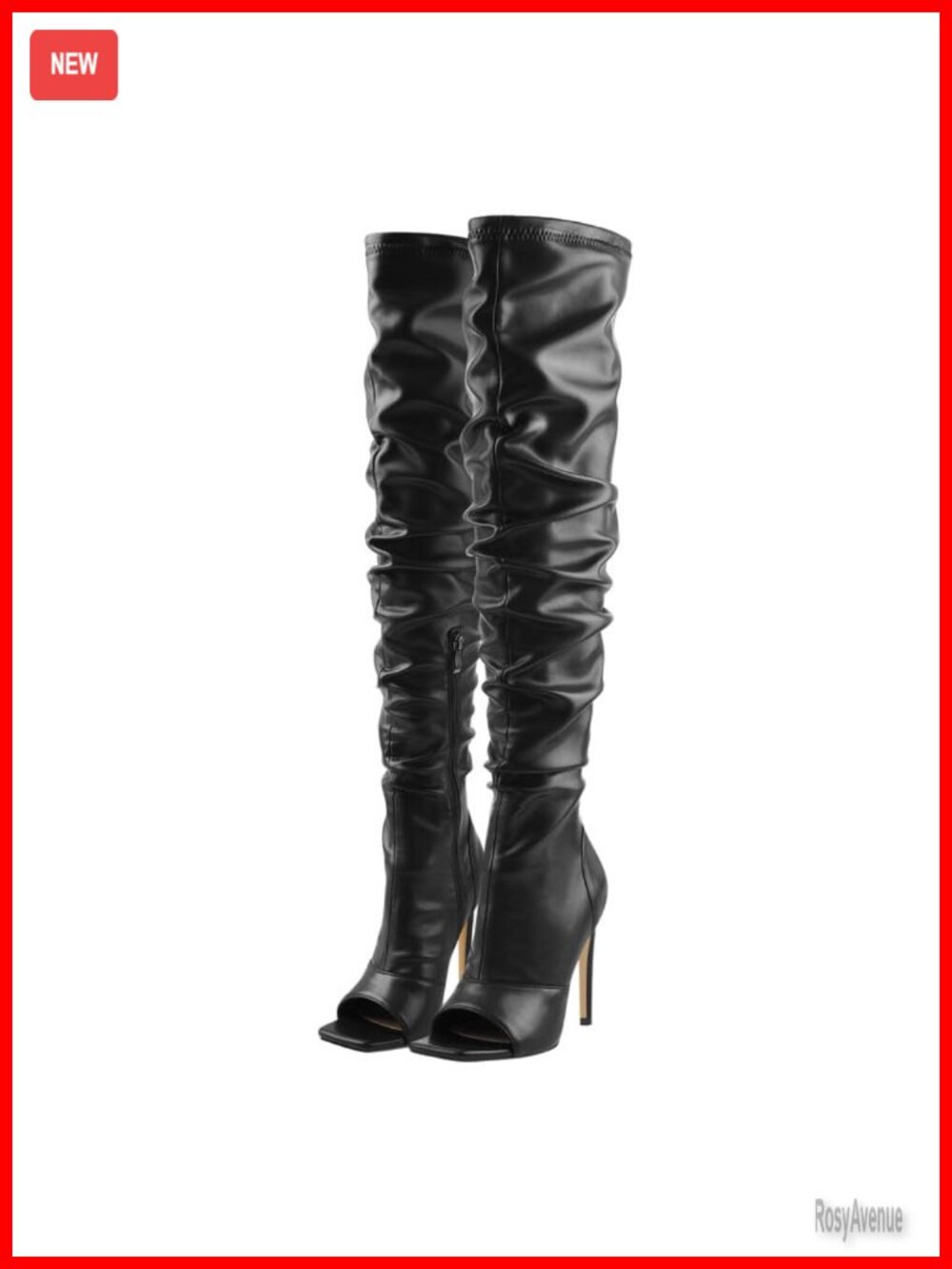 LISHAN Women's Stiletto Heel Knee High Boots Wide Calf Zipper Pointed Toe